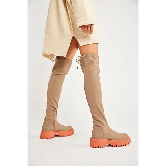 NEW FREE PEOPLE Sz 38 8 CHASE SECOND SKIN OVER THE KNEE BOOT - Picture 1 of 4